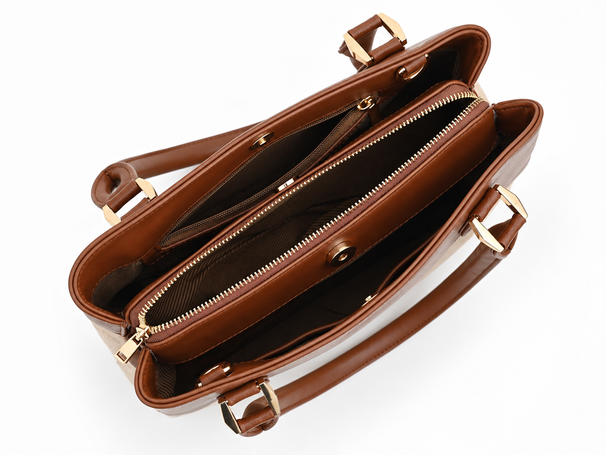 Elara Tote – Elegant Two-Tone Structured Handbag