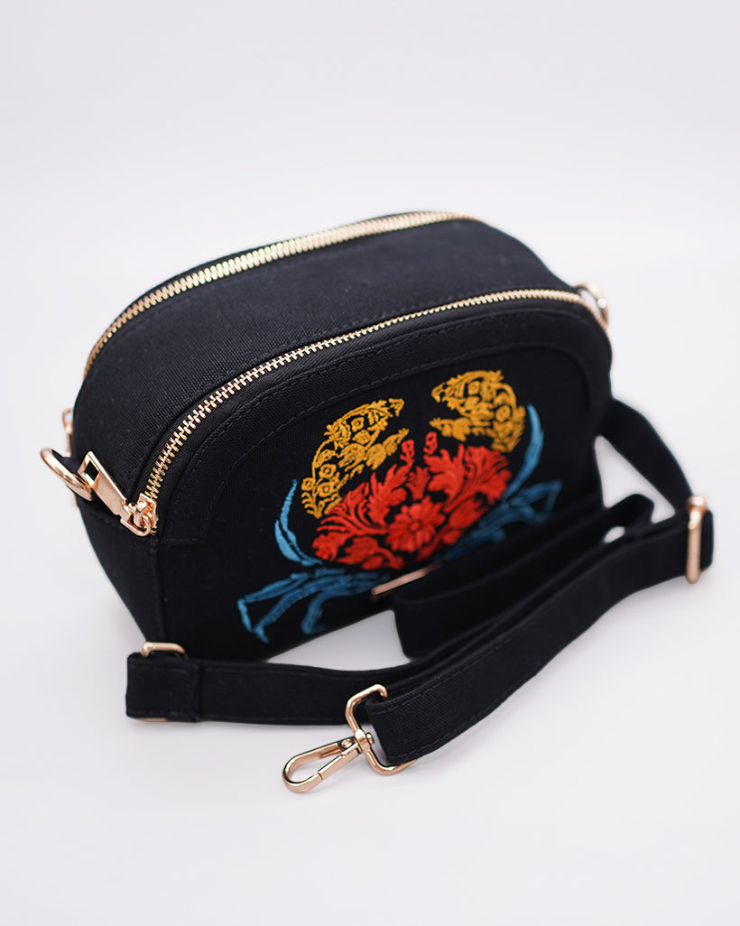 Crabby - Embroidered Canvas Crossbody Bag
