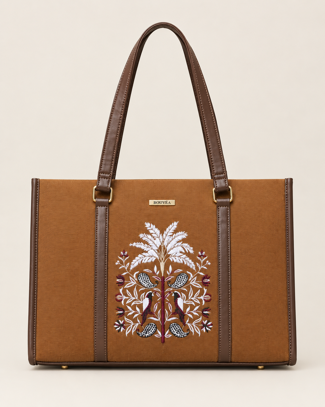 Palmora - Khaki Embroidered Laptop Tote
