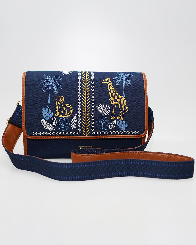 Safaria - Embroidered tropical Satchel